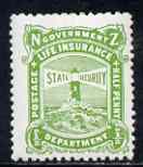 New Zealand 1913-37 Life Insurance 1/2d yellow-green P14x15 (Lighthouse) unmounted mint some toning, SG L36a