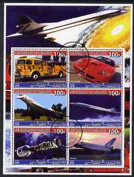 Djibouti 2006 Concorde, Space, Ferrari & Fire Trucks perf sheetlet containing 6 values cto used