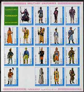 Ajman 1972 Military Uniforms #3 complete uperf set of 18 values unmounted mint, Mi 2537B-54B