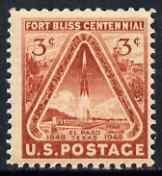 United States 1948 Fort Bliss Centenary 3c unmounted mint, SG 973