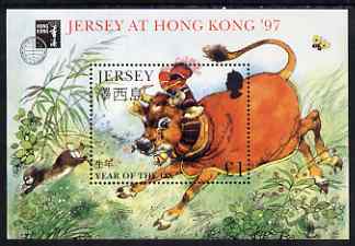 Jersey 1997 Chinese New Year - Year of the Ox perf m/sheet unmounted mint with Hong Kong 97 imprint, as SG MS 768