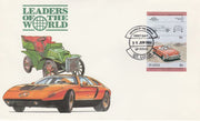 St Lucia 1984 Cars #1 (Leaders of the World) 10c Chevrolet Bel Air 1957 imperf se-tenant pair on illustrated cover with first day cancel (as SG 705a) very few imperfs are known on cover