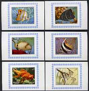 Sharjah 1972 Fish (1st issue) complete set of 6 individual imperf deluxe sheets unmounted mint, as Mi 1194-99