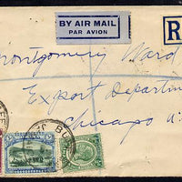 Jamaica 1938 Registered cover to USA cancelled Buff bay, b/stamped Chicago