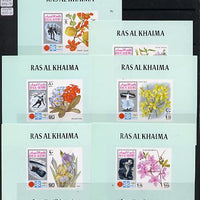 Ras Al Khaima 1972 Flowers (Winter Olympics) set of 6 individual deluxe miniature sheets unmounted mint as Michel 607-12