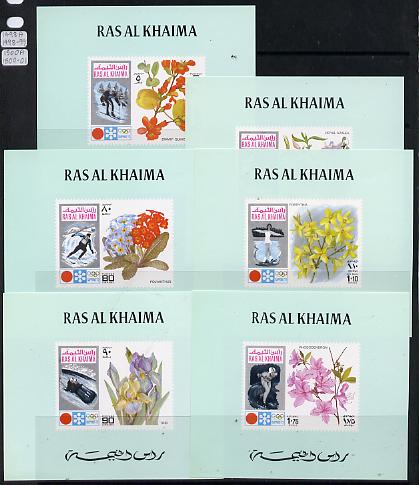 Ras Al Khaima 1972 Flowers (Winter Olympics) set of 6 individual deluxe miniature sheets unmounted mint as Michel 607-12