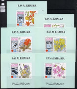 Ras Al Khaima 1972 Flowers (Winter Olympics) set of 6 individual deluxe miniature sheets unmounted mint as Michel 607-12