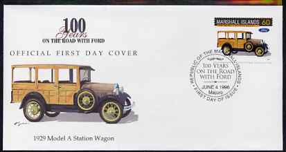 Marshall Islands 1996 Centenary of Ford Cars - 1929 Model A Station Wagon on illustrated cover with special first day cancel, SG 716