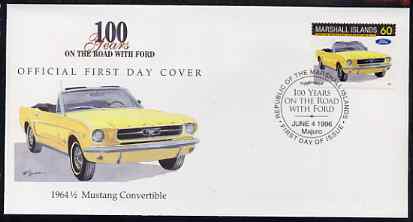 Marshall Islands 1996 Centenary of Ford Cars - 1964 Mustang Convertible on illustrated cover with special first day cancel, SG 718