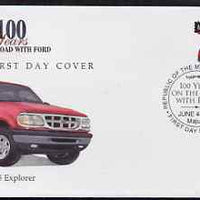 Marshall Islands 1996 Centenary of Ford Cars - 1995 Explorer on illustrated cover with special first day cancel, SG 719