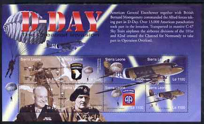 Sierra Leone 2004 60th Anniversary of D-day Landings perf m/sheet #6 containing 8 x 1100L values unmounted mint, SG MS 4267f