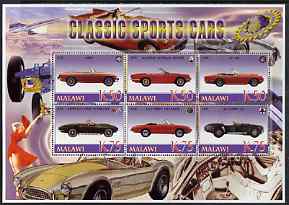 Malawi 2006 Classic Sports Cars #1 perf sheetlet containing 6 values unmounted mint