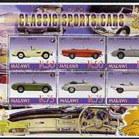 Malawi 2006 Classic Sports Cars #2 perf sheetlet containing 6 values unmounted mint