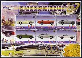 Malawi 2006 Classic Sports Cars #2 perf sheetlet containing 6 values unmounted mint