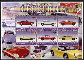 Malawi 2006 Classic Sports Cars #3 perf sheetlet containing 6 values unmounted mint