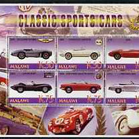 Malawi 2006 Classic Sports Cars #4 perf sheetlet containing 6 values unmounted mint