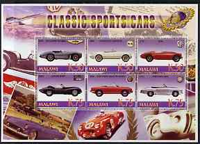 Malawi 2006 Classic Sports Cars #4 perf sheetlet containing 6 values unmounted mint