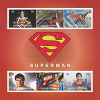 Central African Republic 2016 Superman perf sheetlet containing 6 values unmounted mint. Note this item is privately produced and is offered purely on its thematic appeal