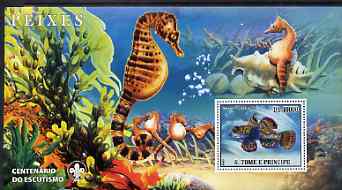 St Thomas & Prince Islands 2007 Fish large perf s/sheet containing 1 value (Scout logo in background) unmounted mint