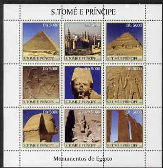 St Thomas & Prince Islands 2003 Monuments of Egypt #1 perf sheetlet containing 9 values unmounted mint Mi 2369-77