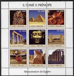 St Thomas & Prince Islands 2003 Monuments of Egypt #2 perf sheetlet containing 9 values unmounted mint Mi 2360-68