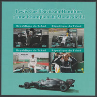 Chad 2020 Lewis Hamilton F1 Champion imperf sheet containing 4 values unmounted mint. Note this item is privately produced and is offered purely on its thematic appeal