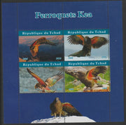 Chad 2020 Birds - Kea perf sheetlet containing 4 values unmounted mint. Note this item is privately produced and is offered purely on its thematic appeal