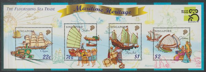 Singapore 1999 Maritime History perf sheetlet containing 4 values unmounted mint, SG MS984