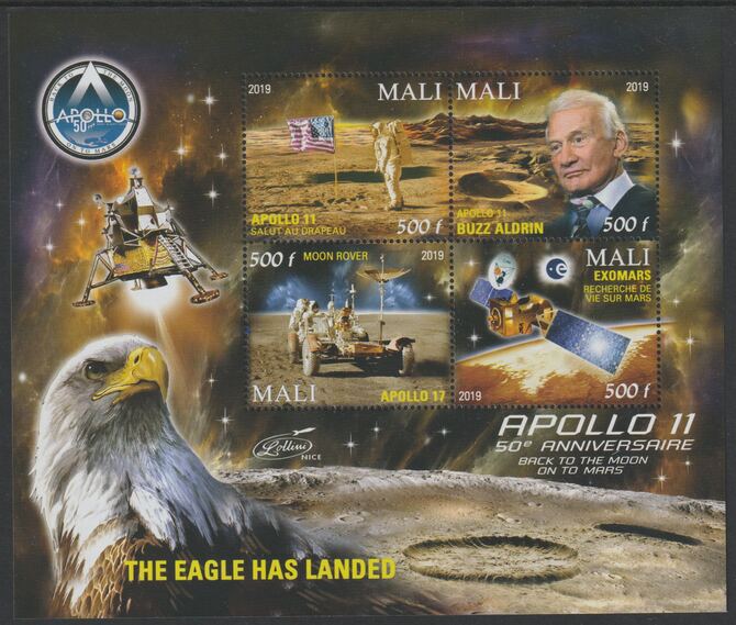 Mali 2019 Apollo 11 - 50th Anniversary perf sheet #3 containing four values unmounted mint