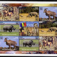 Chad 2006 WWF - Sir Julian Huxley perf sheetlet containing 8 values (2 sets of 4) plus label unmounted mint