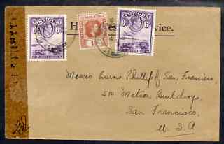 Antigua 1940's cover to USA bearing 2 x Antigua KG6 6d plus Leeward 1.5d chestnut tied St Johns cds (date not clear) fine