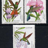 Brazil 1991 'Brapex 91' Humming Birds & Orchids set of 3 unmounted mint, SG 2500-02*