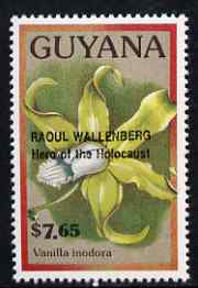 Guyana 1990 (?) Raoul Wallenberg (Hero of the Holocaust) opt on $7.65 orchid (Vanilla i) from World Personalities overprints, unmounted mint as SG type 465