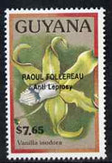 Guyana 1990 (?) Raoul Follereau (Anti Leprosy) opt on $7.65 orchid (Vanilla i) from World Personalities overprints, unmounted mint as SG type 465