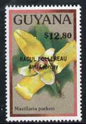 Guyana 1990 (?) Raoul Follereau (Anti Leprosy) opt on $12.80 orchid (Maxillaria p) from World Personalities overprints, unmounted mint as SG type 465