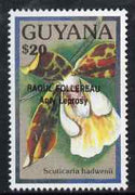 Guyana 1990 (?) Raoul Follereau (Anti Leprosy) opt on $20.00 orchid (Scuticaria h) from World Personalities overprints, unmounted mint as SG type 465