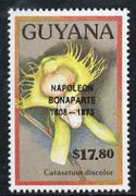 Guyana 1990 (?) Napoleon Bonaparte opt on $17.80 orchid (Catasetum d) from World Personalities overprints, unmounted mint as SG type 465