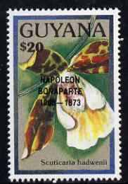 Guyana 1990 (?) Napoleon Bonaparte opt on $20.00 orchid (Scuticaria h) from World Personalities overprints, unmounted mint as SG type 465