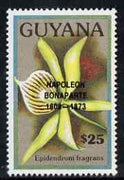 Guyana 1990 (?) Napoleon Bonaparte opt on $25.00 orchid (Epidendrum f) from World Personalities overprints, unmounted mint as SG type 465