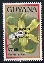 Guyana 1990 (?) Sir Winston Churchill opt on $7.65 orchid (Vanilla i) from World Personalities overprints, unmounted mint as SG type 465