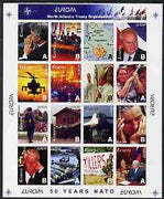 Kosova 1999 Europa - 50 years of Nato - imperf sheetlet #1 containing 16 values (Clinton, Pope, Fire-Fighting, Helicopters, etc) unmounted mint