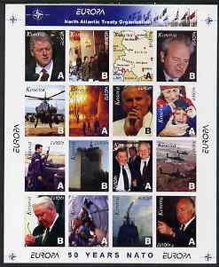 Kosova 1999 Europa - 50 years of Nato - imperf sheetlet #2 containing 16 values (Clinton, Pope, Fire-Fighting, Helicopters, etc) unmounted mint