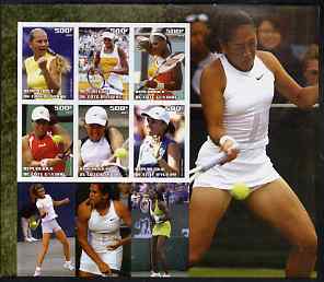 Ivory Coast 2003 Famous Tennis Women large imperf sheet containing 6 values, (showing Williams Sisters, Kournikova, Capriati etc) unmounted mint