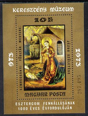 Hungary 1973 Paintings in Christian Museum m/sheet (Birth of Jesus) unmounted mint SG MS 2843 (Mi Bl 102)