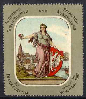 Cinderella - Germany 1897 Rose Flower & Plant Exhibition, Frankfurt, perf label very fine with full gum