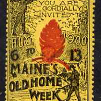 Cinderella - United States 1900 Maine's Old Home Week, perf label #2 in red & black on yellow very fine with full gum