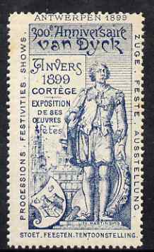 Cinderella - Belgium 1899 Van Dyck 300th Anniversary Exhibition, Antwerp, perf label #5 in blue on blue, fine with full gum