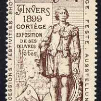 Cinderella - Belgium 1899 Van Dyck 300th Anniversary Exhibition, Antwerp, perf label #6 in brown on white, fine with full gum