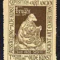 Cinderella - Belgium 1902 Ancient Art Exhibition, Bruges, perf label in brown, fine with full gum