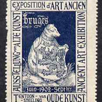 Cinderella - Belgium 1902 Ancient Art Exhibition, Bruges, perf label in blue, fine with full gum